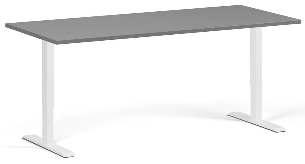 Výškovo nastaviteľný stôl, 180x80 cm, 1 motor, biela podnož, grafit