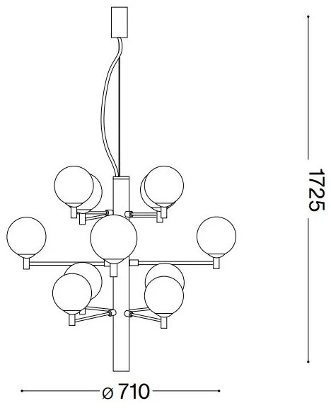 Ideal Lux - LED Luster na lanku COPERNICO 12xG9/3W/230V pr. 71 cm čierna