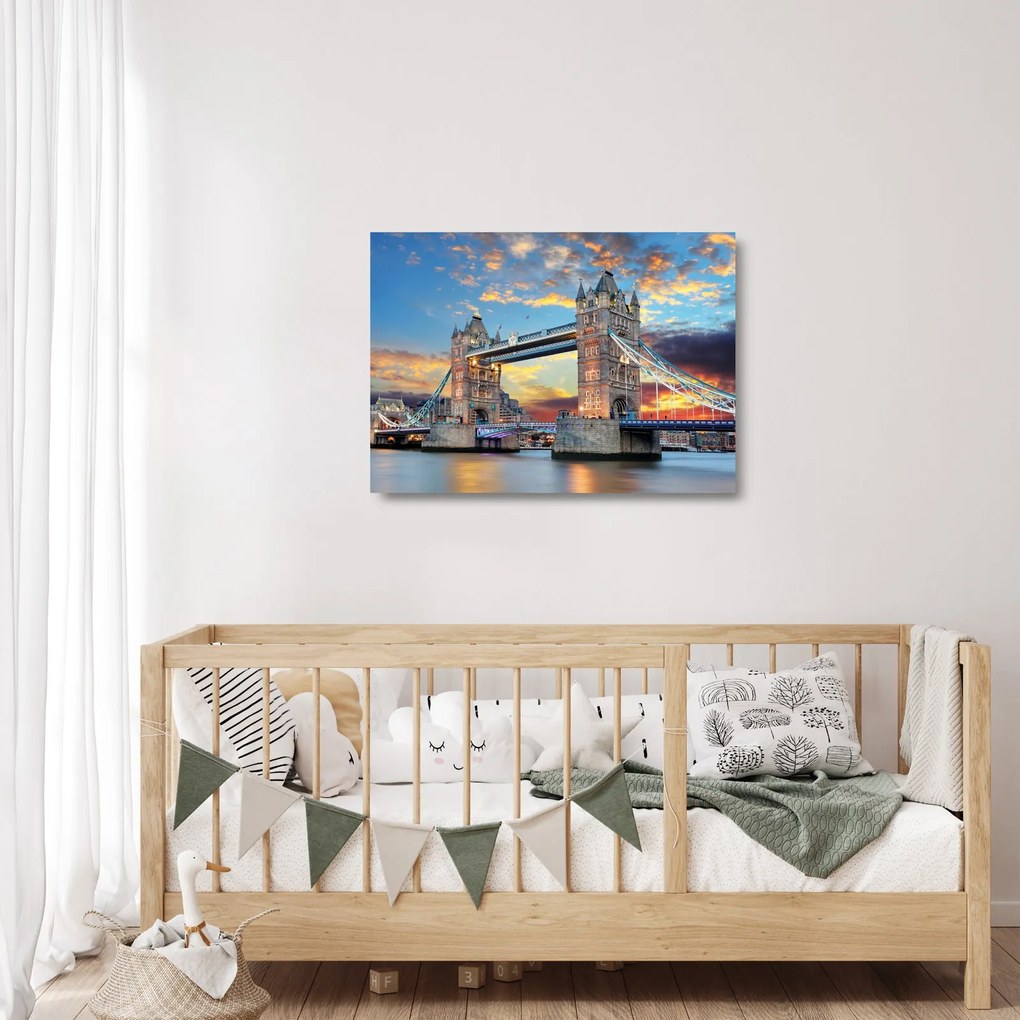 Sklenený obraz - Tower Bridge, Londýn, Anglicko (70x50 cm)