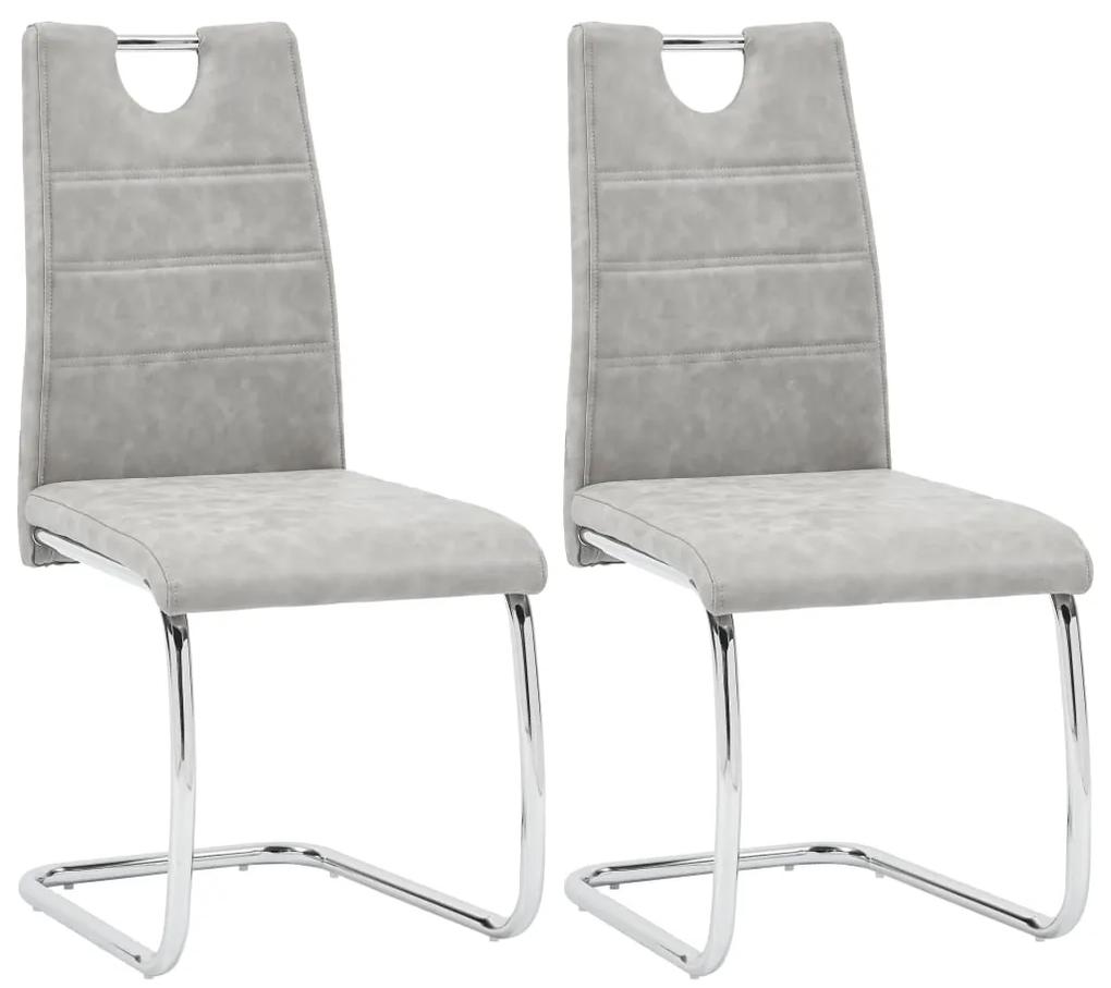 Jedálenské stoličky 2 ks, svetlosivé, umelá koža