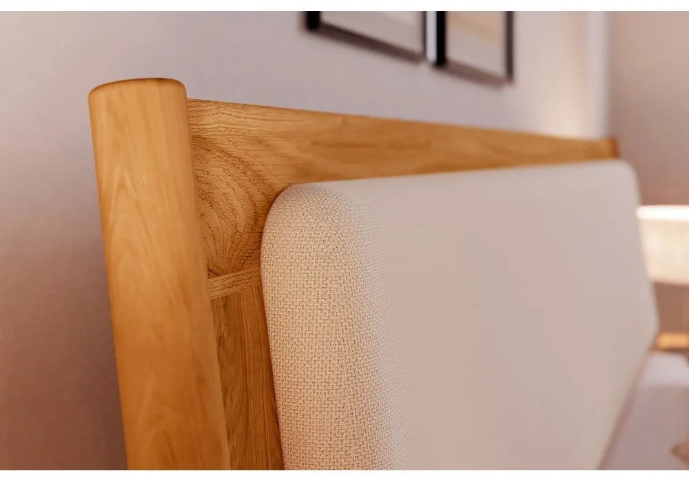 Dvojlôžková posteľ z dubového dreva s čalúneným čelom 140x200 cm Pola - The Beds