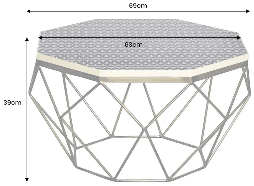 Dizajnový konferenčný stolík Beiwen 69 cm čierno-biely