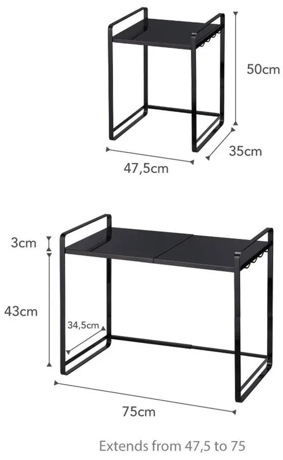 Čierna nastaviteľná kuchynská polica YAMAZAKI Tower