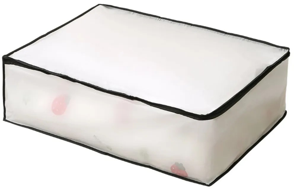 Arte Regal Textilný úložný box na uschovanie oblečenia a posteľnej bielizne, WHITE KIPIT, 60x45x30, biely