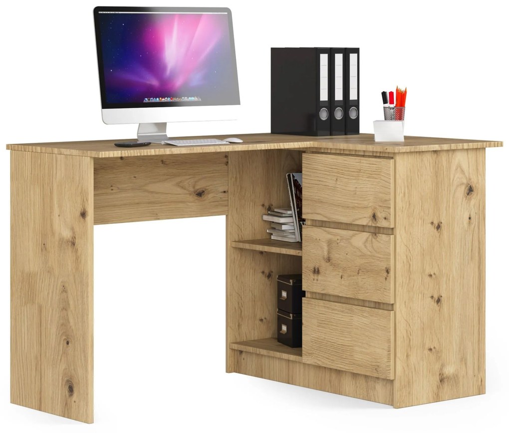Rohový PC stolík Bodhi (dub artisan) (P). Akcia -16%. Vlastná spoľahlivá doprava až k Vám domov. 1070965
