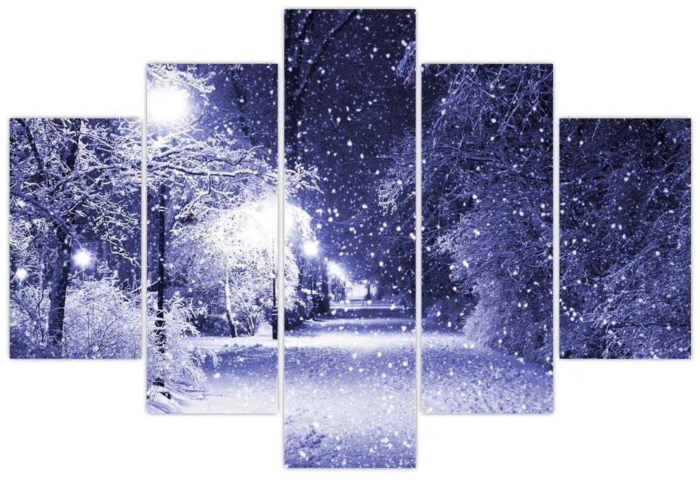 Obraz - Čarovná zimná noc (150x105 cm)