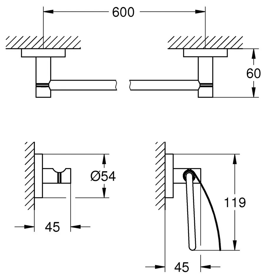 Grohe Essentials - Sada doplnkov do kúpeľne 3 v 1, supersteel 40775DC1