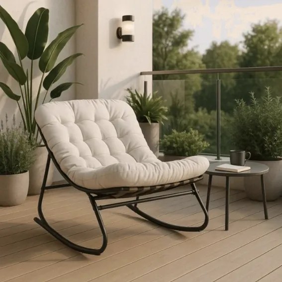 Hojdacie záhradné kreslo na terasu alebo do obývačky, béžové AURORA