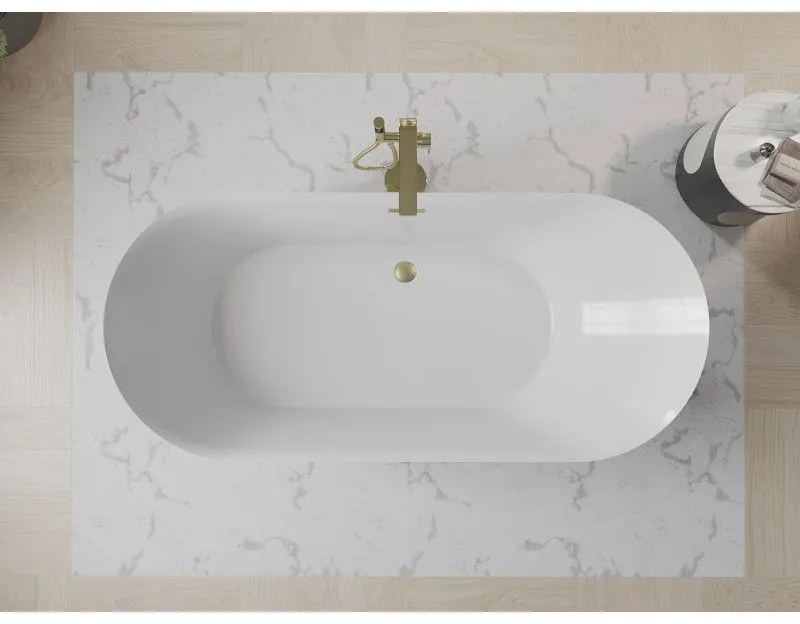 Mexen Roxy, voľne stojaca vaňa 180 x 85 cm, biela, zlatý matný prepad, 51201808500-55