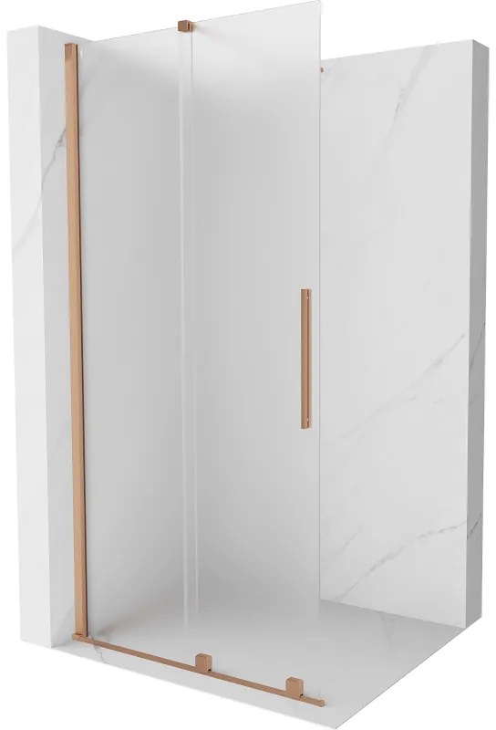Mexen Velar, sprchová zástena s posuvnými dverami Walk-in 75 x 200 cm, 8mm sklo námraza, medená matná, 871-075-000-33-65