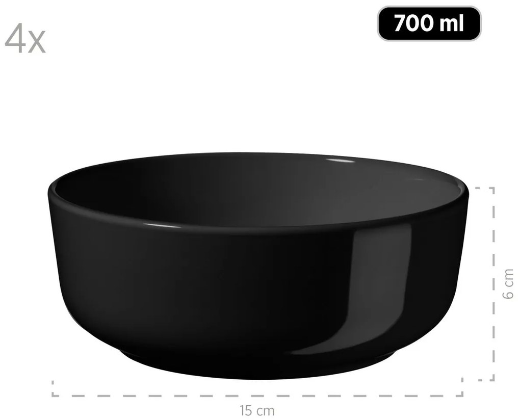 Mäser 16-dielna jedálenská súprava ALENIA, čierna