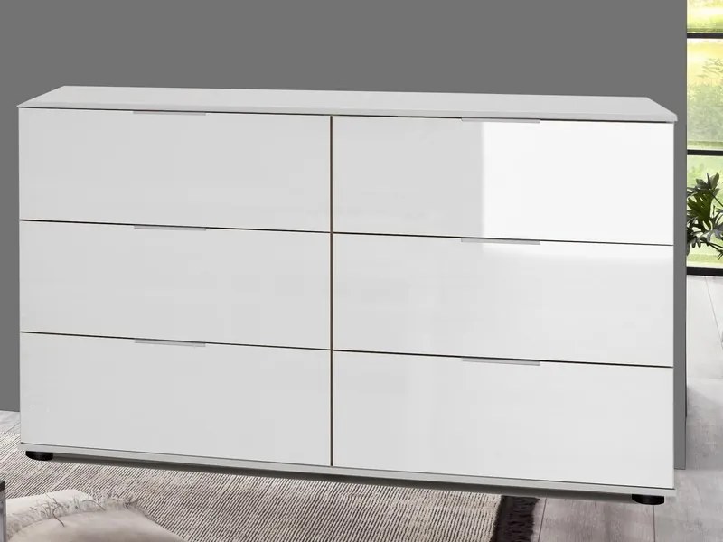 Zásuvková komoda New York D, biela / biely lesk
