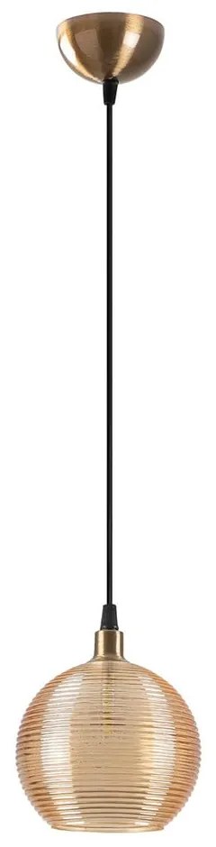 Závesné svietidlo v okrovo žltej a zlatej farbe so skleneným tienidlom ø 15 cm Muzo – Opviq lights
