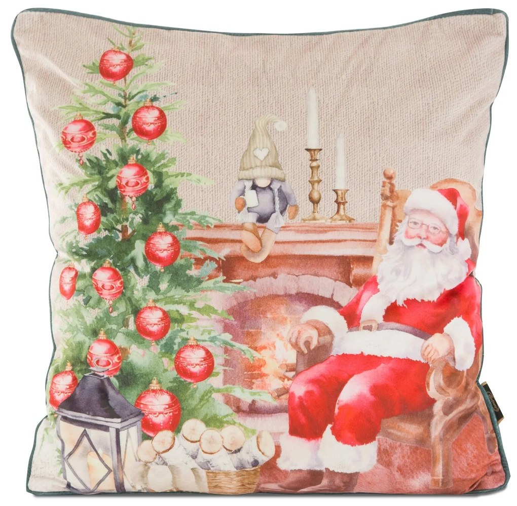 VIANOČNÁ DEKORAČNÁ OBLIEČKA NA VANKÚŠ SANTA5 45X45 CM VZOROVANÁ