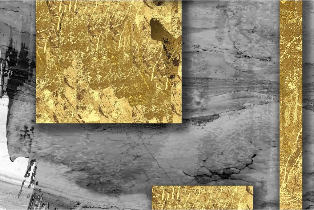 Obraz - Zlaté štvorce N⁰2 (90x60 cm)