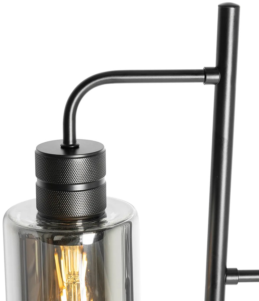 Moderná stojaca lampa čierna s dymovým sklom 2-svetlo - Stavelot