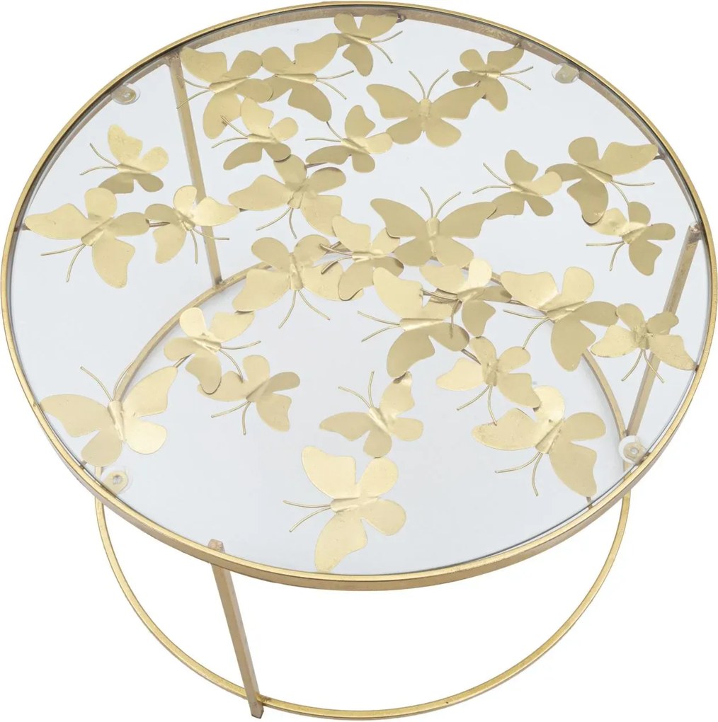 Konferenčný stolík Butterflies 60 cm zlatý/číry