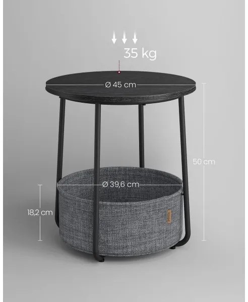 Odkladací stolík NOIRA čierna/šedá