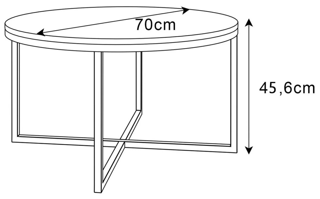 OKRÚHLY KONFERENČNÝ STOLÍK LEONARDO X ZLATÝ PODSTAVEC + BIELY LESK