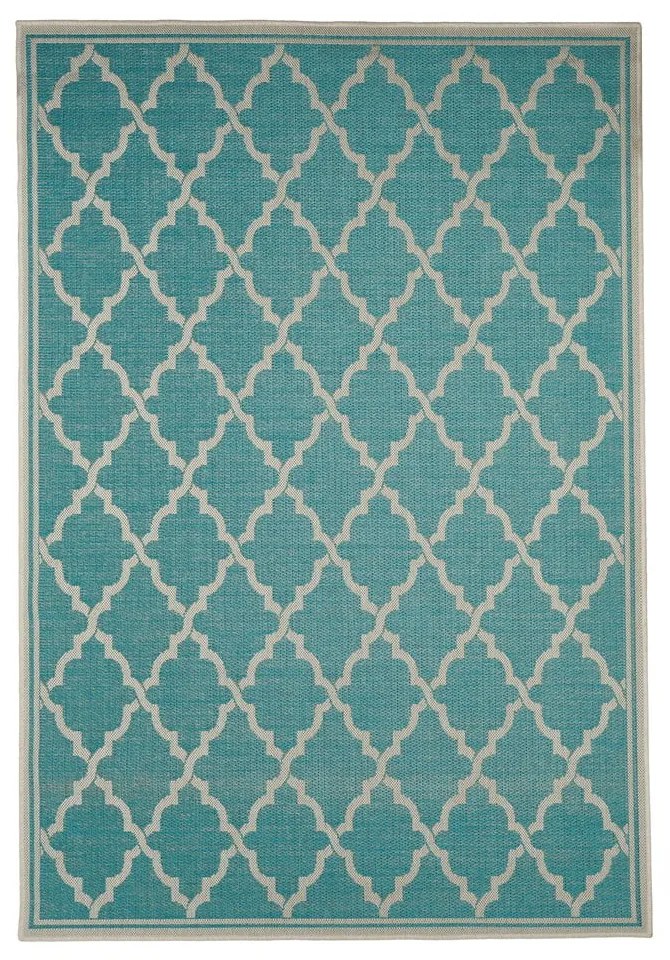 Tyrkysovomodrý vonkajší koberec Floorita Intreccio Turquoise, 135 x 190 cm