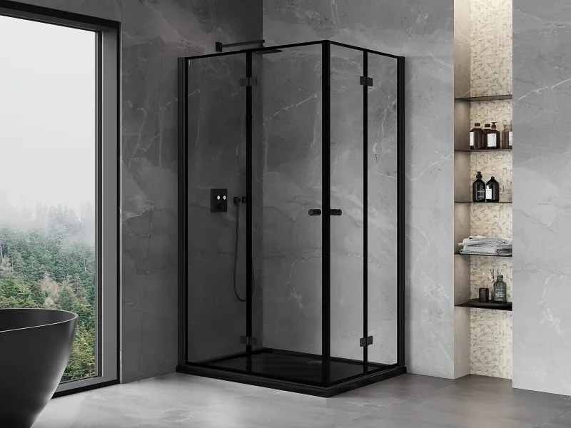 Mexen Mist-F Duo, skladací sprchový kút 90 x 85 cm, číre sklo-čierny rám, 8A6-090L-085P-70-70