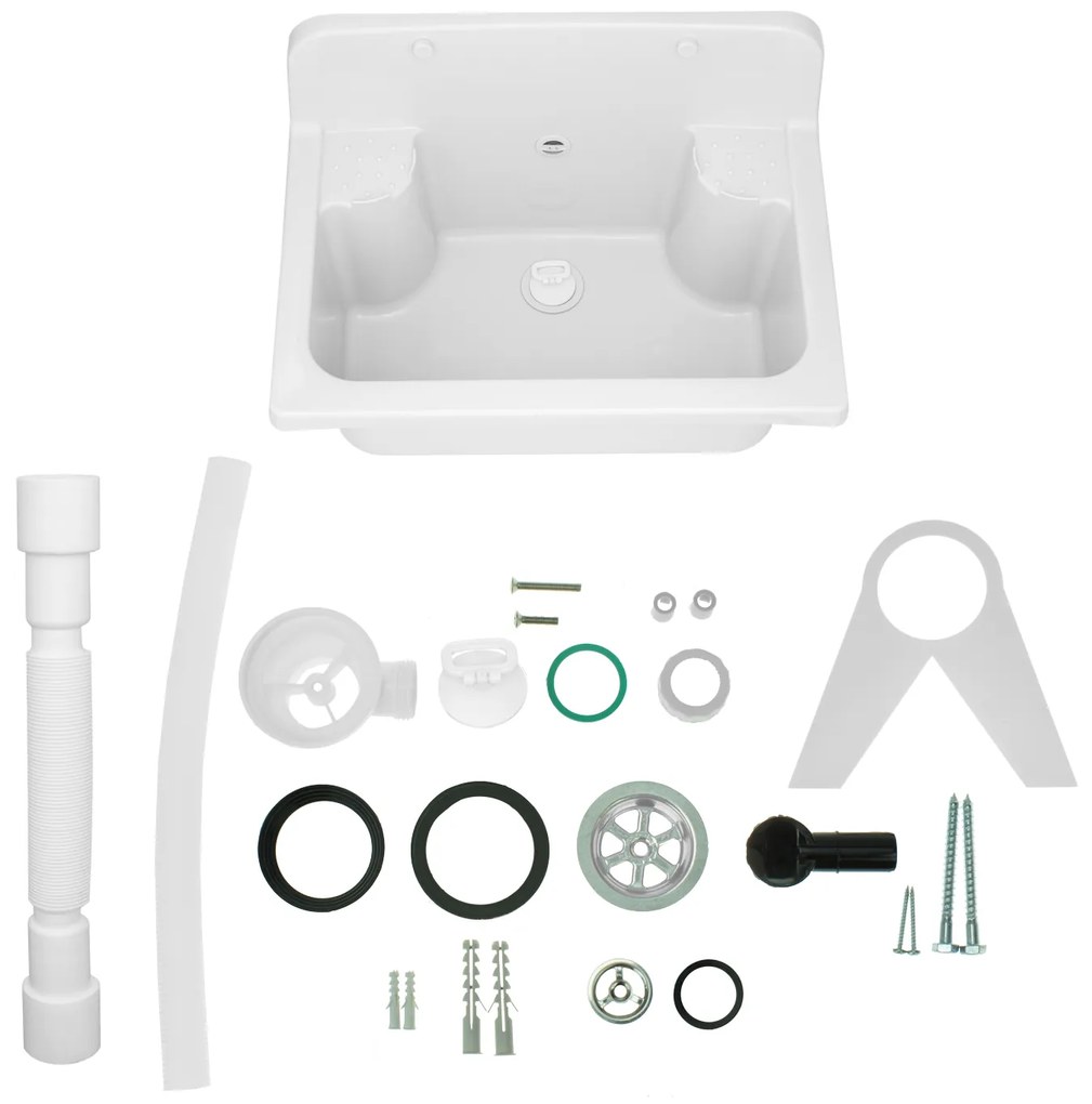 Gamma Manta, univerzálna plastová výlevka 55,6x37,3x34,8 cm + sifón, 1-komorová, biela, GMA-KGR56-WH