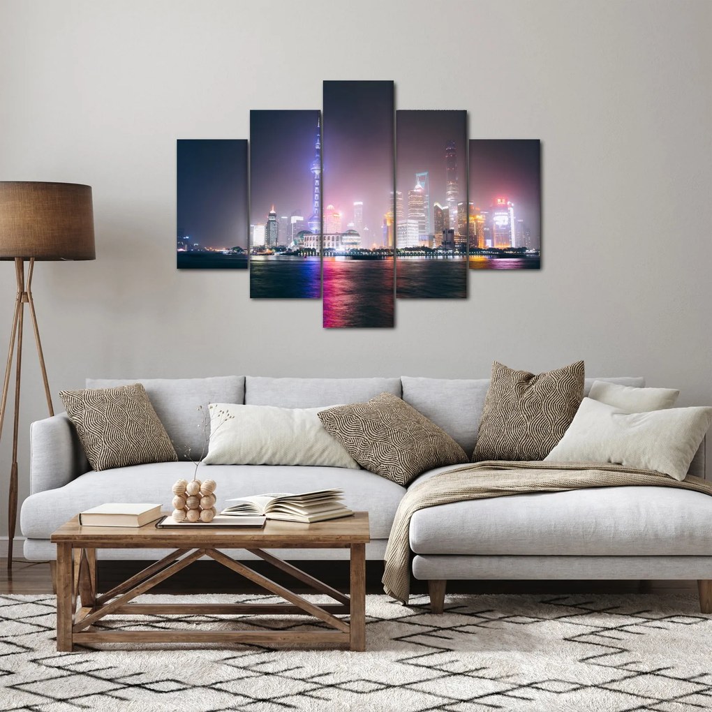 Obraz nočného Šanghaja (150x105 cm)