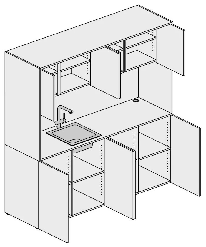PLAN Kuchynka NIKA s drezom a batériou 1963 x 600 x 2000 mm, dub prírodný, ľavé