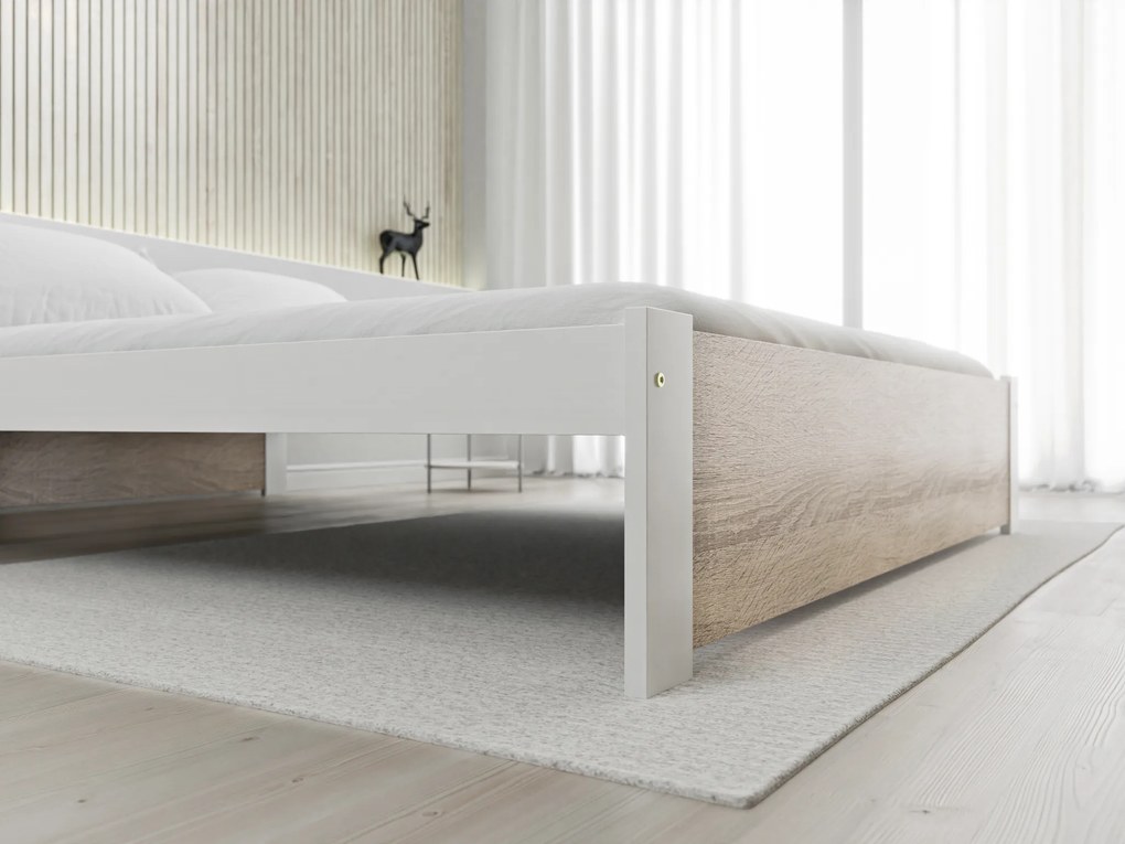 Posteľ IKAROS 120 x 200 cm, biela/dub sonoma Rošt: S lamelovým roštom, Matrac: Matrac COCO MAXI 20 cm
