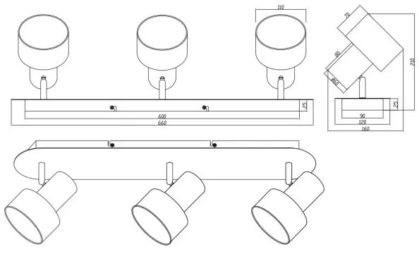 Trio - Bodové svietidlo WAILER 3xGU10/5W/230V matný chróm