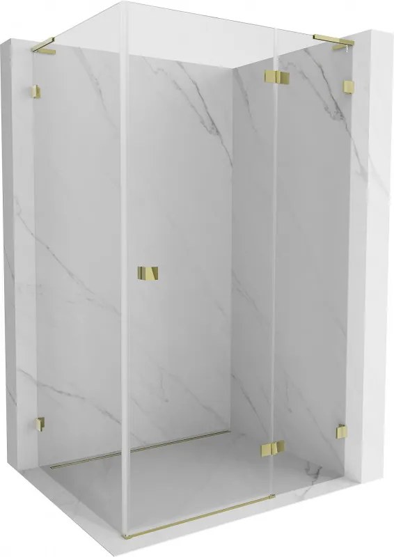Mexen Lunar L, 1-krídlový sprchový kút, pravý, 95 x 80 cm, 8mm číre sklo, zlatý lesklý profil, 834L-095-080-50-00-P