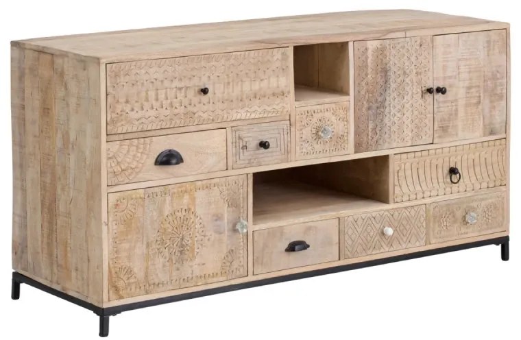 furniture-nabytek.cz - Masívna skrinka pod umývadlo Laos z mangoového dreva, lakovaná, prírodná farba – 146×50×76 cm