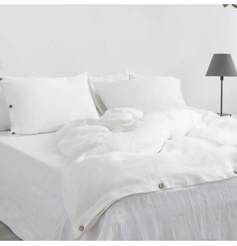 Ľanové obliečky Natur biele EMI, Štandardný set jednolôžko obsahuje 1x 140x200 + 1x 70x90