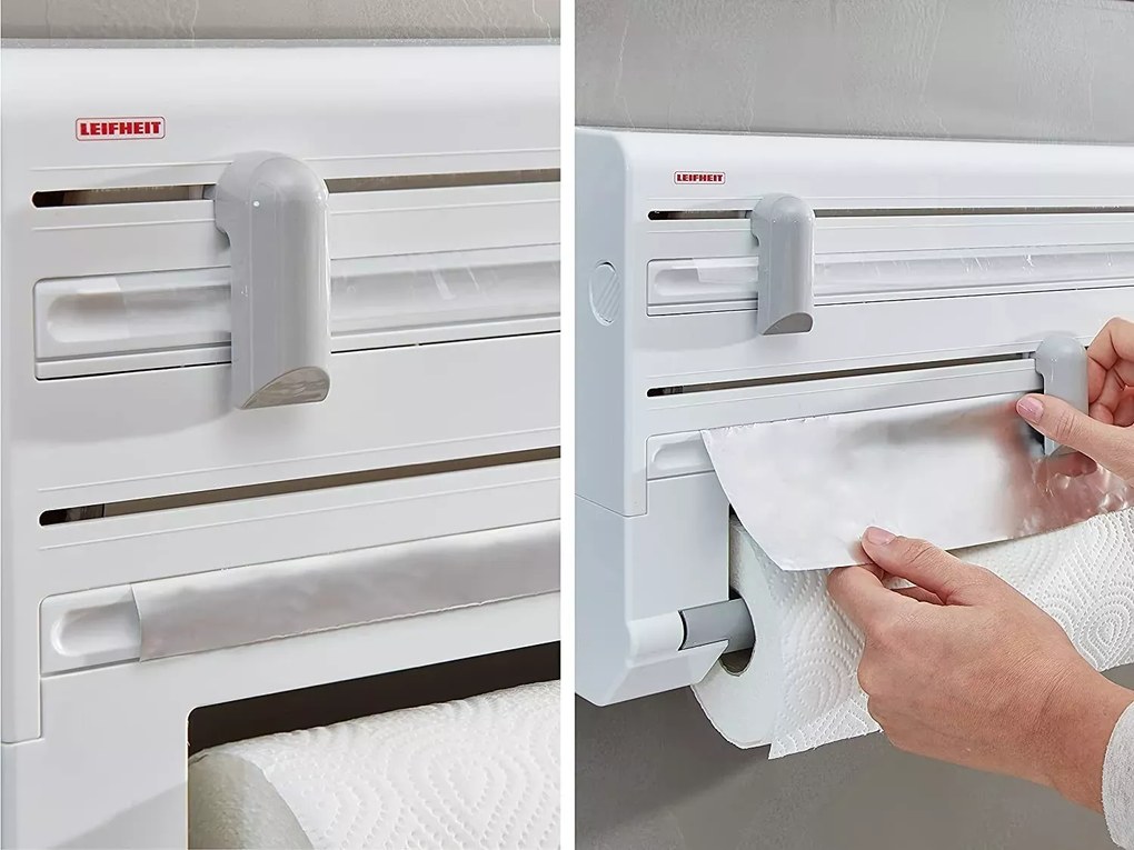 usporadejto.cz Nástenný držiak na kuch.utierky, alobal, fólie s rezačkou LEIFHEIT