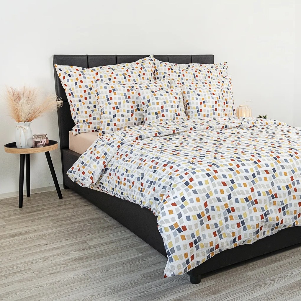 Kvalitex Krepové povlečení Mozaika , 140 x 220 cm,70 x 90 cm, 140 x 220 cm, 70 x 90 cm