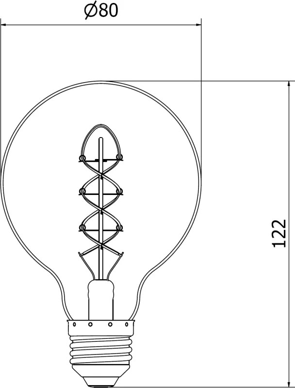 Mexen Vintis, LED filamentová žiarovka E27, G80, 8 W, teplá biela 2700K, jantárová, L165-E27-0827-50