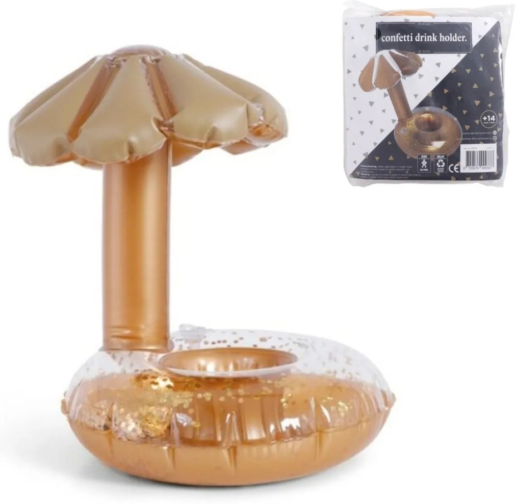 Nafukovací držiak nápojov GOLDEN PALM zlatý