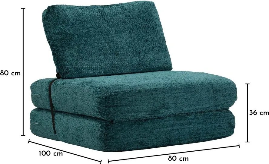 Zelenomodré rozkladacie kreslo z textílie buklé Faster – Mauro Ferretti