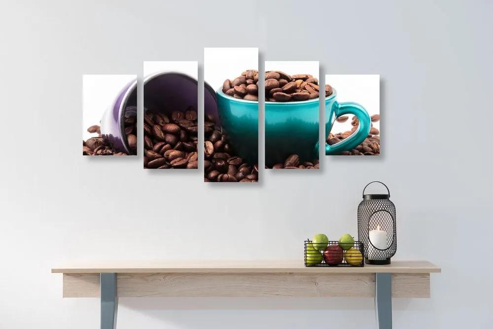 5-dielny obraz zrnká kávy