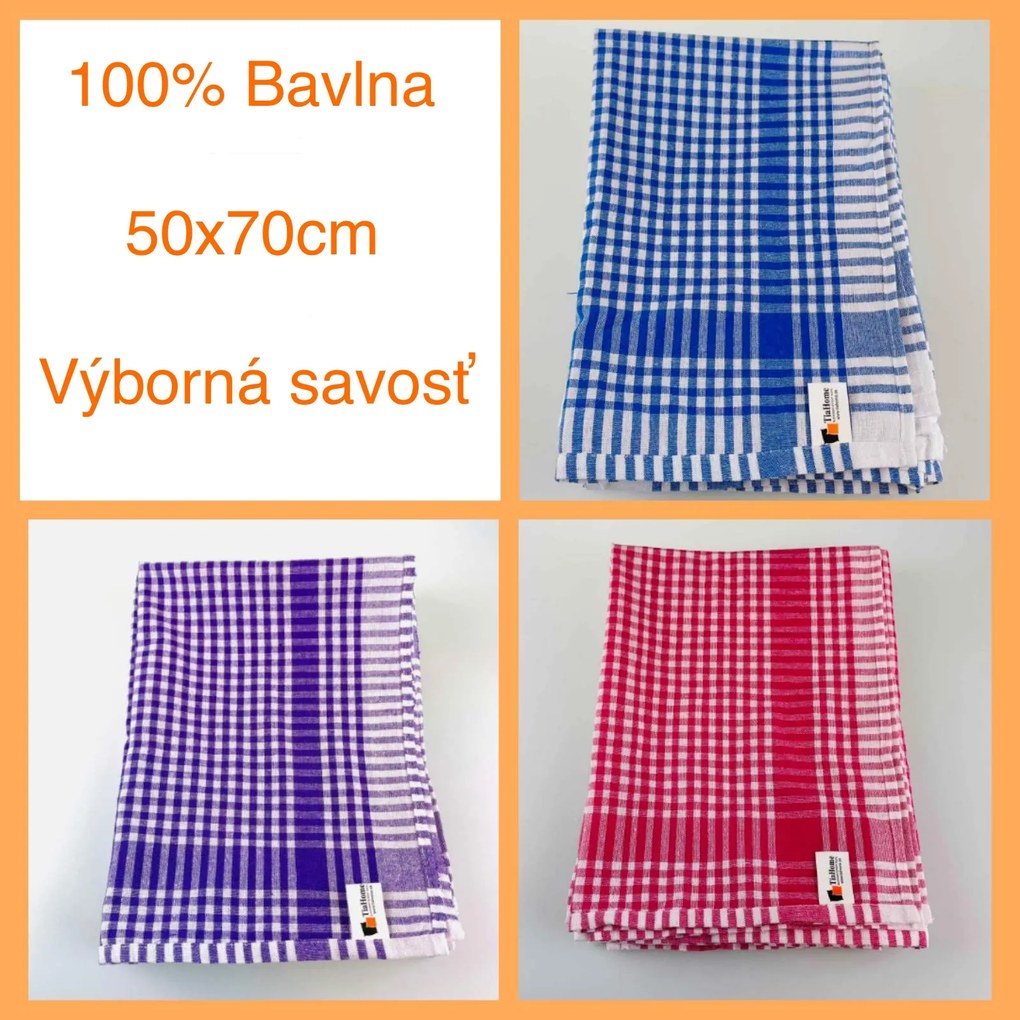 Kuchynské bavlnené utierky mix farieb 50x70cm 10ks