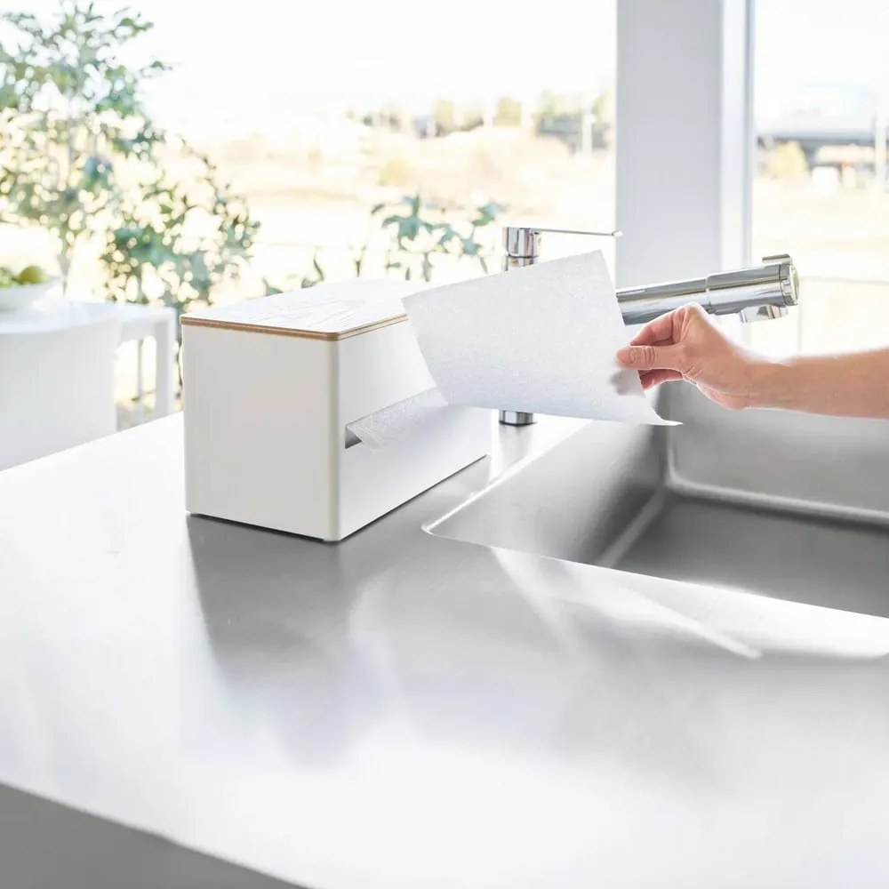 Biely kovový stojan na papierové utierky Rin – YAMAZAKI