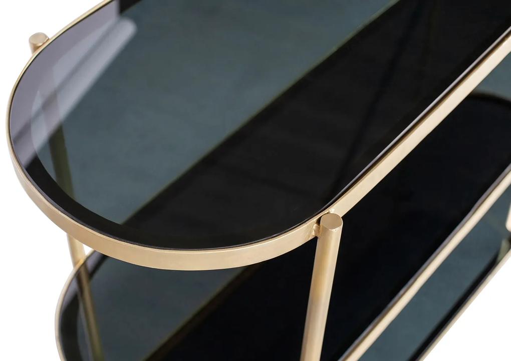 Konzolový stolík s policami smokey 120 x 38 cm zlatý MUZZA