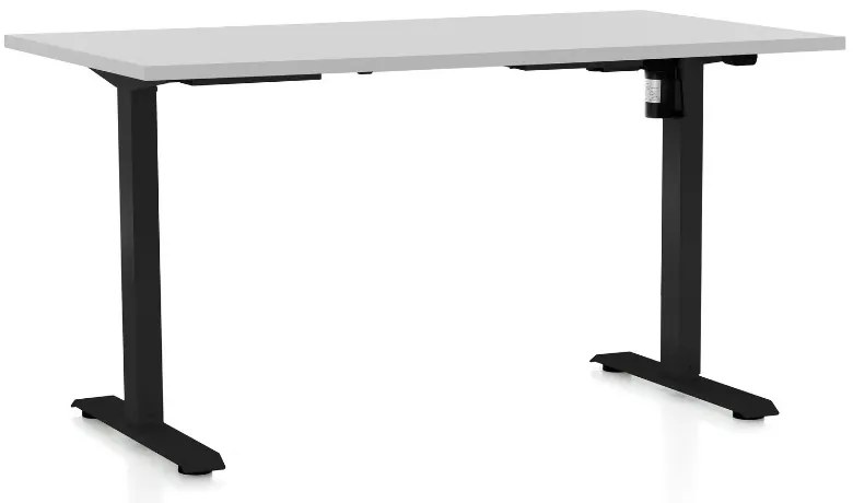 Výškovo nastaviteľný stôl OfficeTech A, 120 x 80 cm, čierna podnož, svetlo sivá
