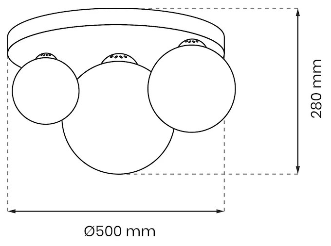 Stropné svietidlo Reflex, 3x grafitové sklenené tienidlo, b/g, o