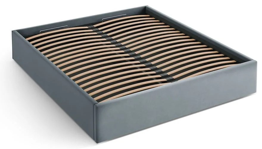 Svetlomodrá čalúnená dvojlôžková posteľ s úložným priestorom/bez čela s roštom 140x200 cm Susan – Micadoni