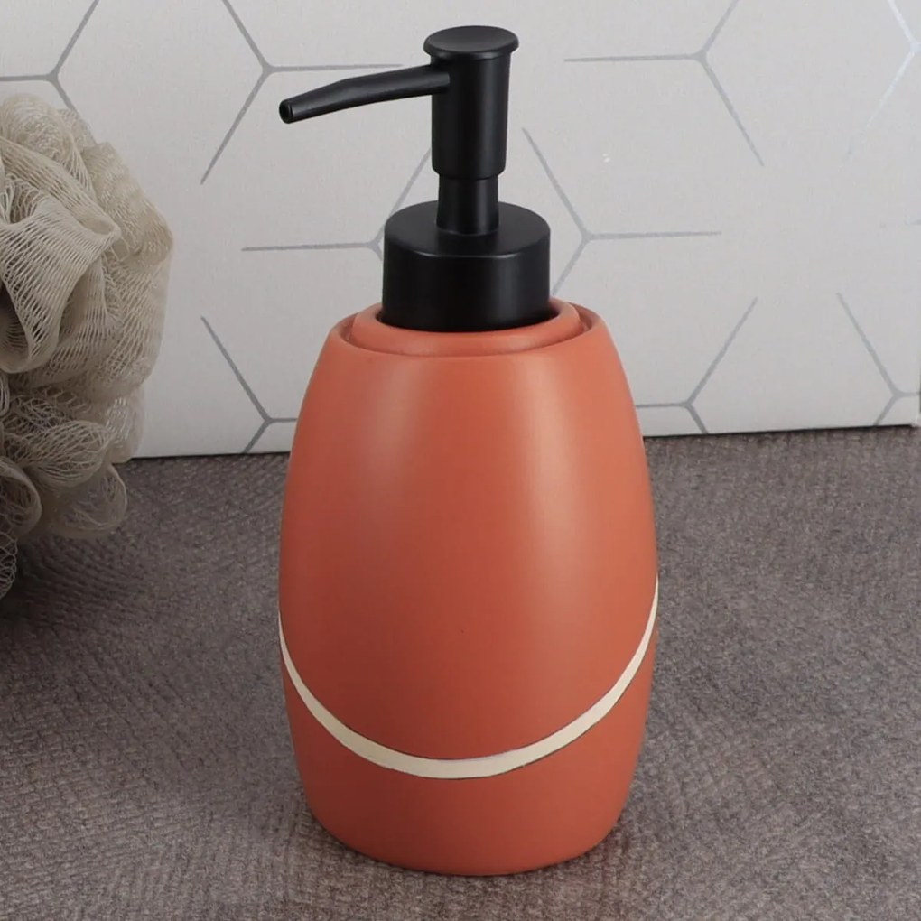 Dávkovač mydla Caldarela, oranžová/s čiernymi prvkami, 240 ml