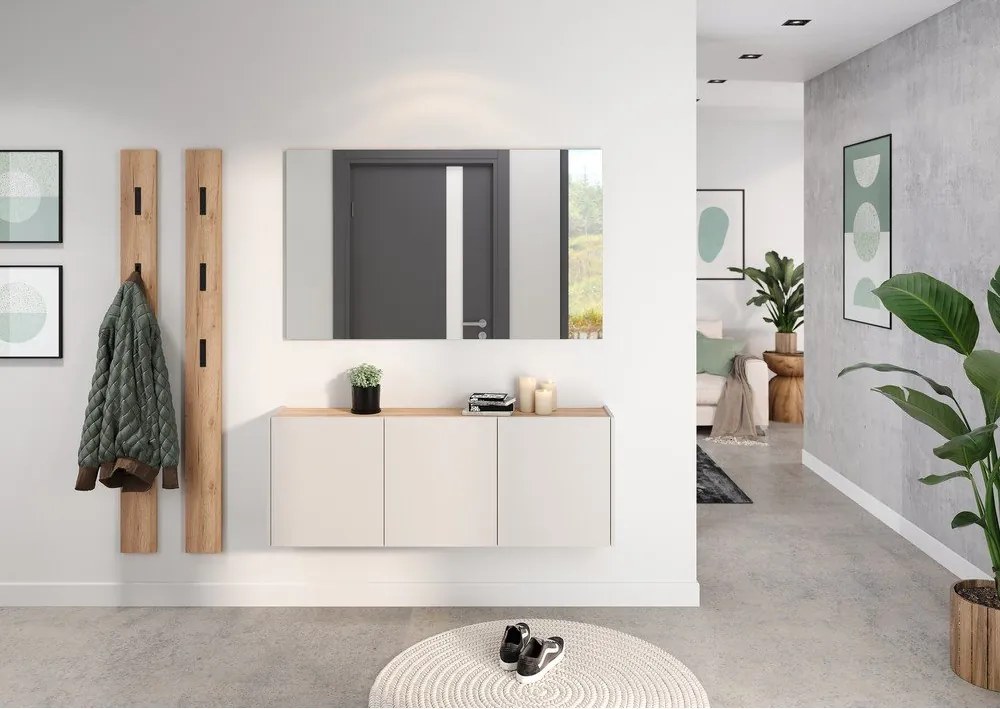 Krémová závesná skrinka v dekore duba 138x52x25 cm Libbiano – Germania