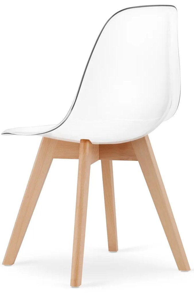 Transparentná stolička KITO s bukovými nohami