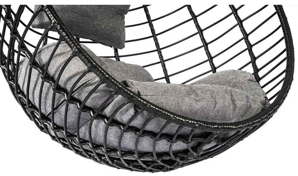 Čierne závesné kreslo z umelého ratanu Bonami Selection Mila