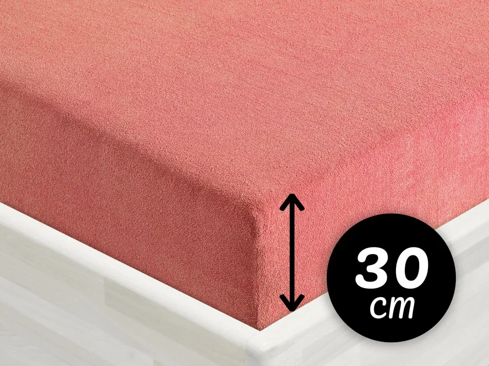 Froté napínacie prestieradlo na vysoký matrac FR-001 Koralové 160 x 200 - výška 30 cm